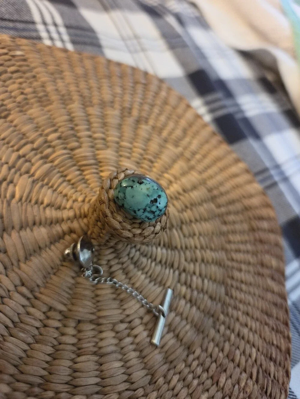 Vintage Natural Turquoise Tie Tack Pin